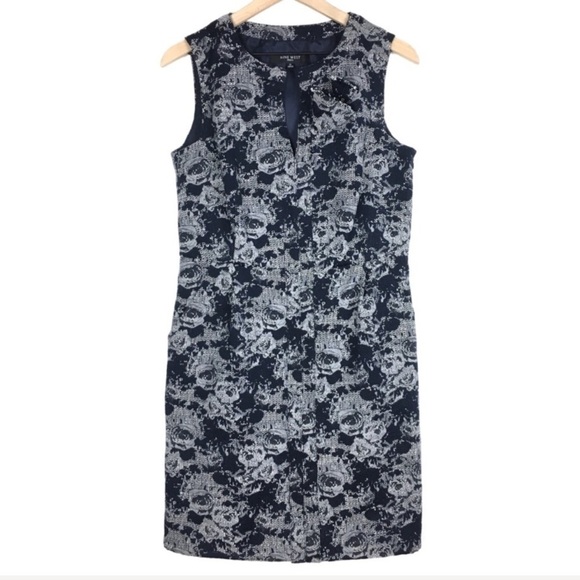 NINE WEST Dress Sheath Floral Flower Tweed Easter Wedding Guest Attire Size 12 - Picture 11 of 11